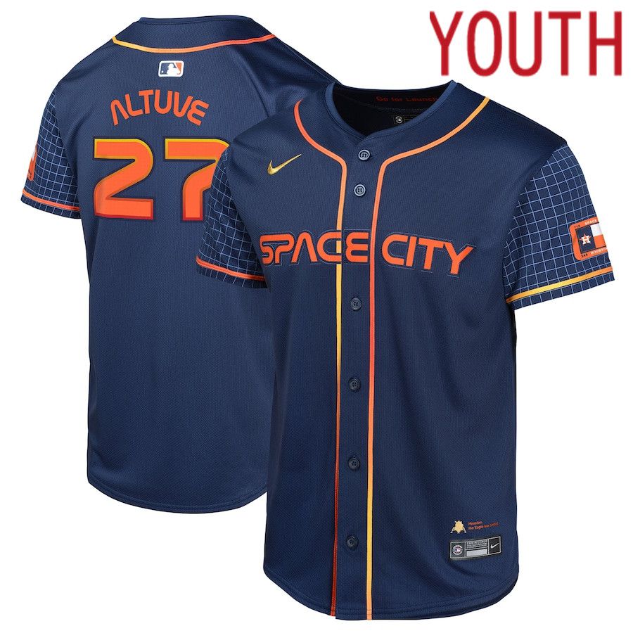 Youth Houston Astros #27 Jose Altuve Nike Navy City Connect Limited Player MLB Jersey